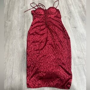 Burgundy Leopard Print Dress